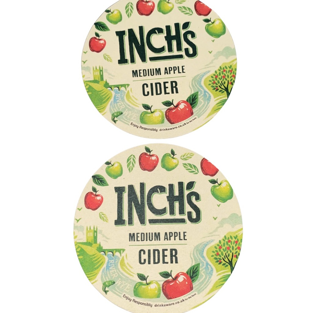Inch’s Medium Apple Cider Coasters Set‎ of 2 Vintage Style Pub Beer Mats